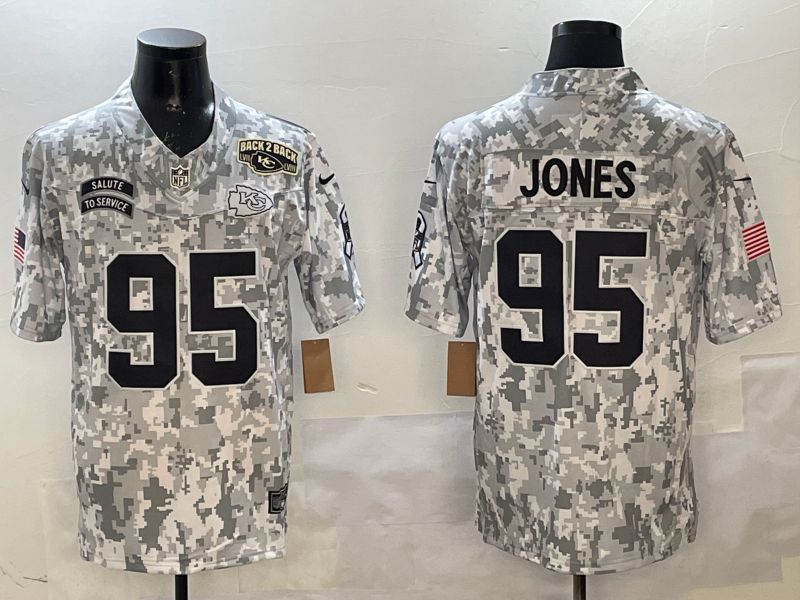Men Kansas City Chiefs 95 Jones Camo 2025 Nike Salute to Service Limited NFL Jersey style 5